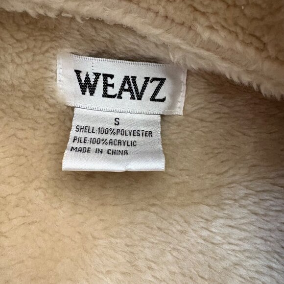 Patchwork Womens Jacket With Faux Shearling Collar & Button Closure Size Small - Picture 5 of 12